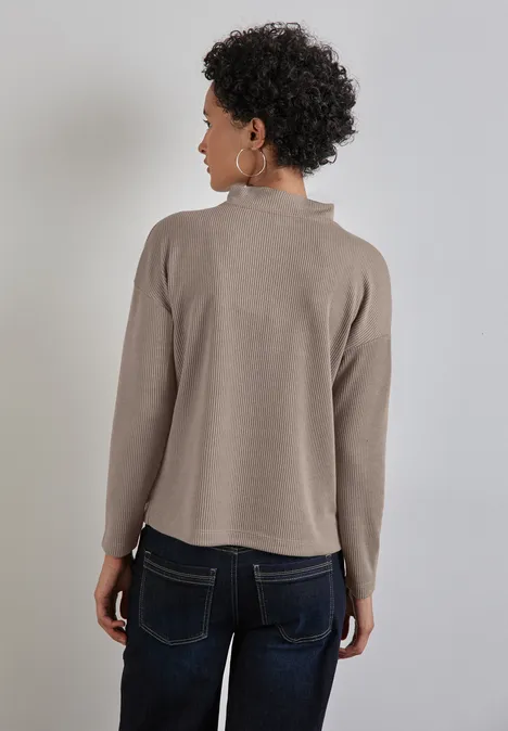 Strukturshirt mit Knöpfen light mocha beige