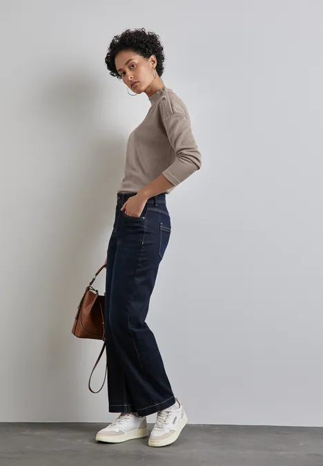Strukturshirt mit Knöpfen light mocha beige