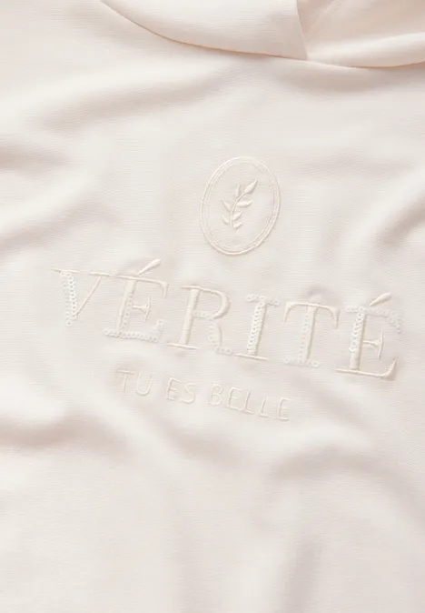 T-shirt à capuche avec broderie lucid white
