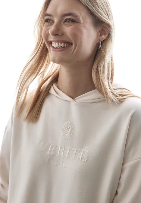 T-shirt à capuche avec broderie lucid white