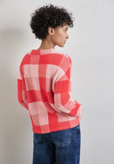 Kariertes Turtleneck Shirt mandarin red
