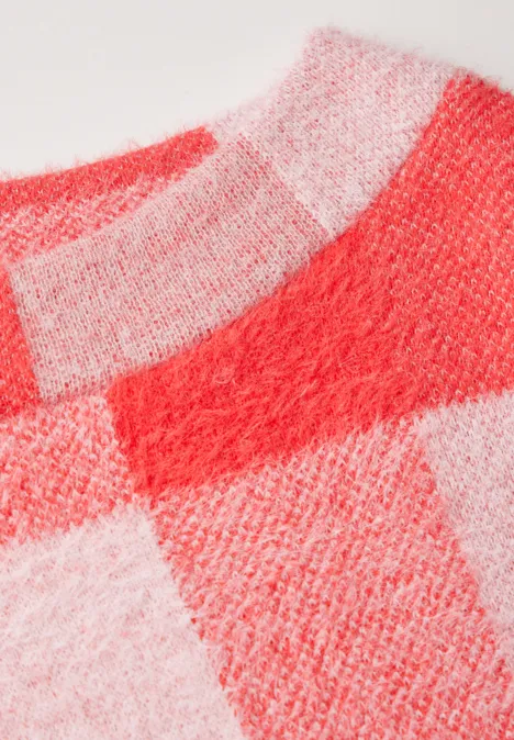 Kariertes Turtleneck Shirt mandarin red