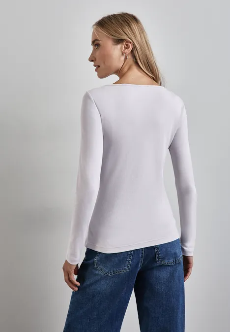 Shirt mit U-Boot-Ausschnitt heather grey
