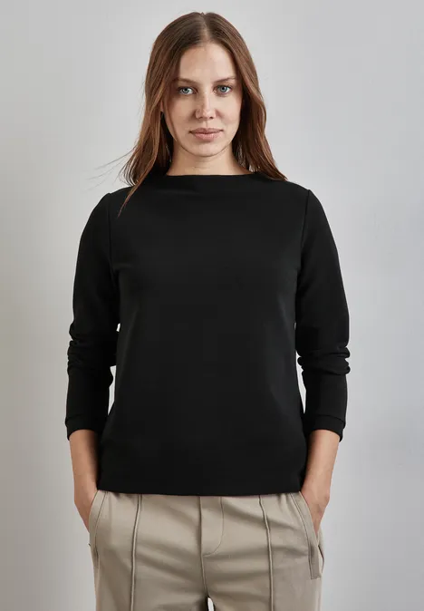 Turtleneck Struktur-Shirt Black