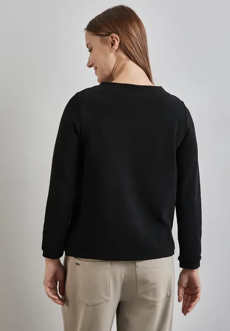 Turtleneck Struktur-Shirt Black