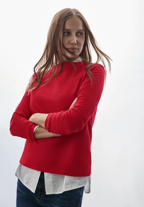 Turtleneck Struktur-Shirt autumn red