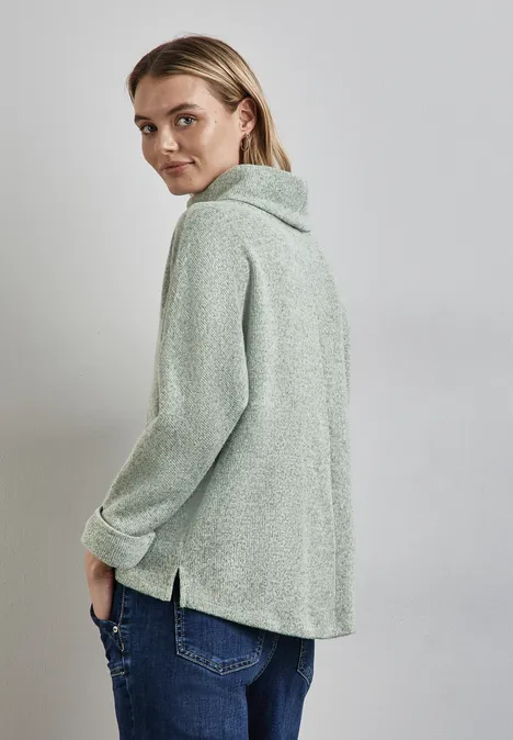 Strick-Look Shirt mit Kragen gleam green mel.