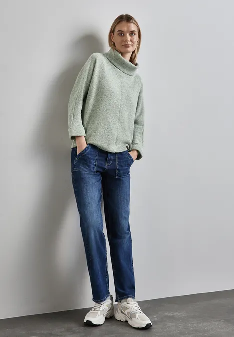 Strick-Look Shirt mit Kragen gleam green mel.