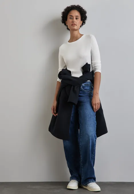 Basic Langarmshirt off white