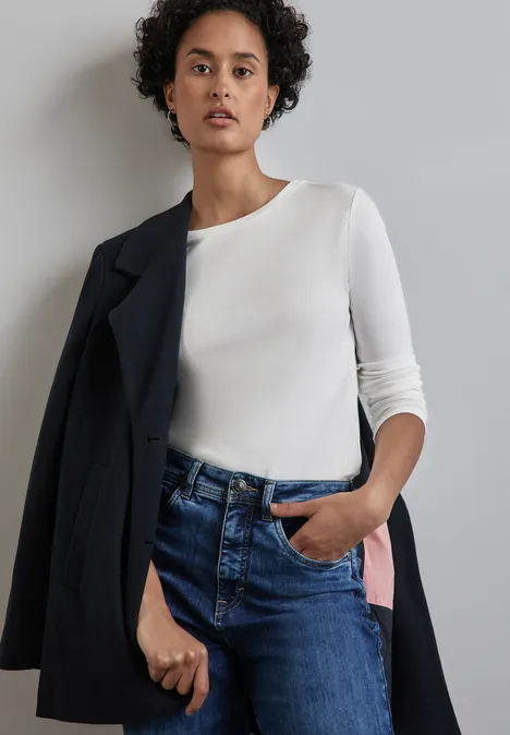 Basic Langarmshirt off white