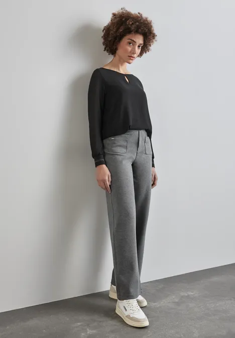 Materialmix-Shirt Black