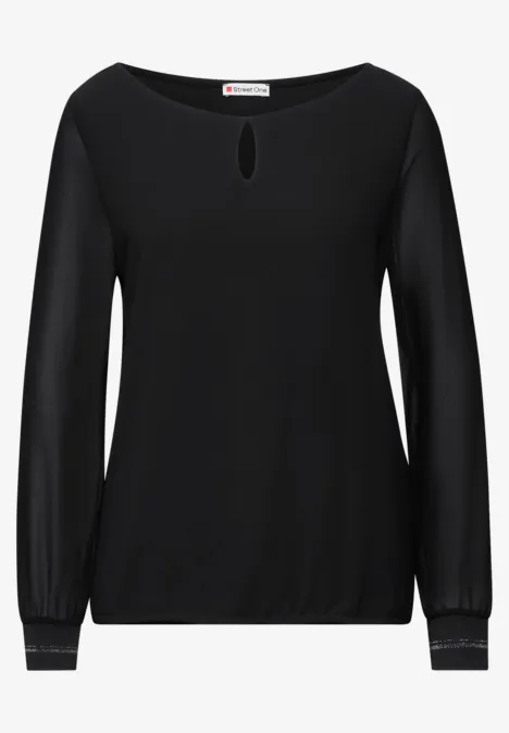 Materialmix-Shirt Black