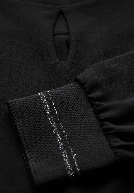 Materialmix-Shirt Black