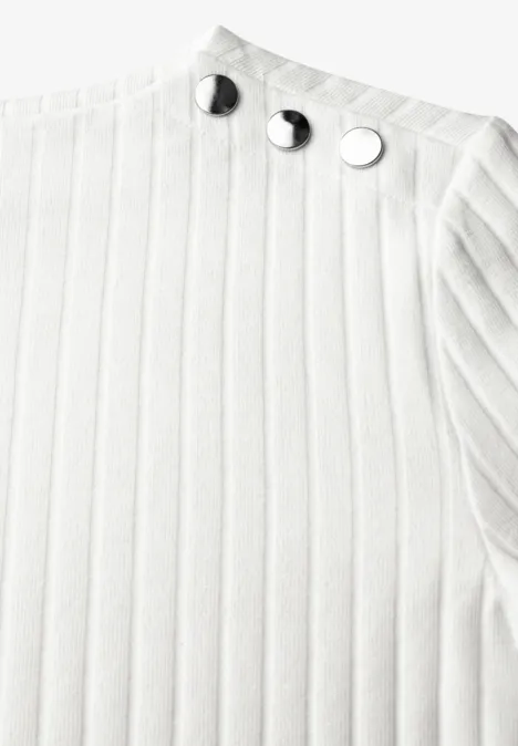 Langarmshirt mit Knopfdetail off white