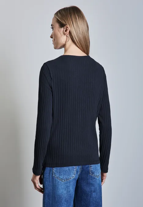 Langarmshirt mit Knopfdetail deep blue