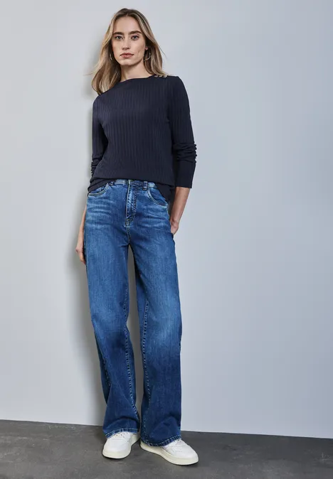Langarmshirt mit Knopfdetail deep blue