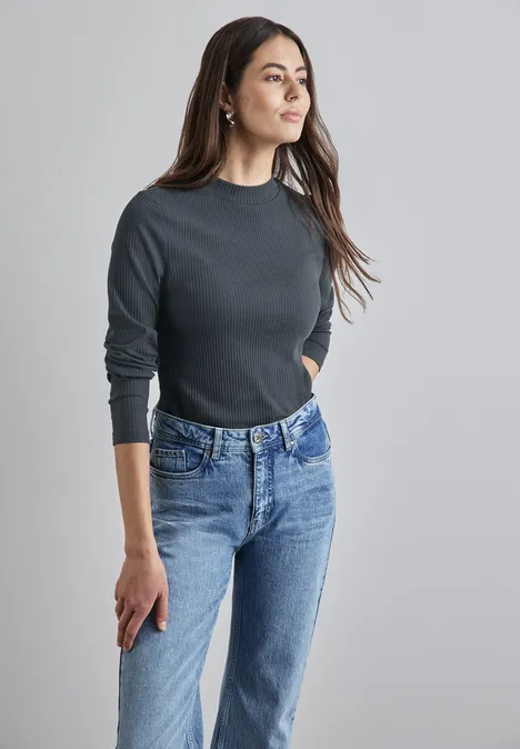 Shirt met geribbelde structuur cool vintage green