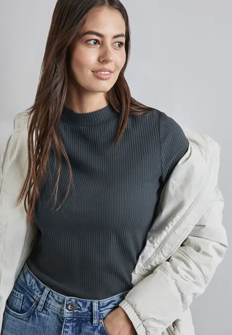 Shirt met geribbelde structuur cool vintage green