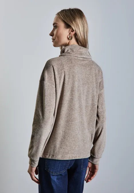 Shirt mit Schalkragen breezy beige mel.