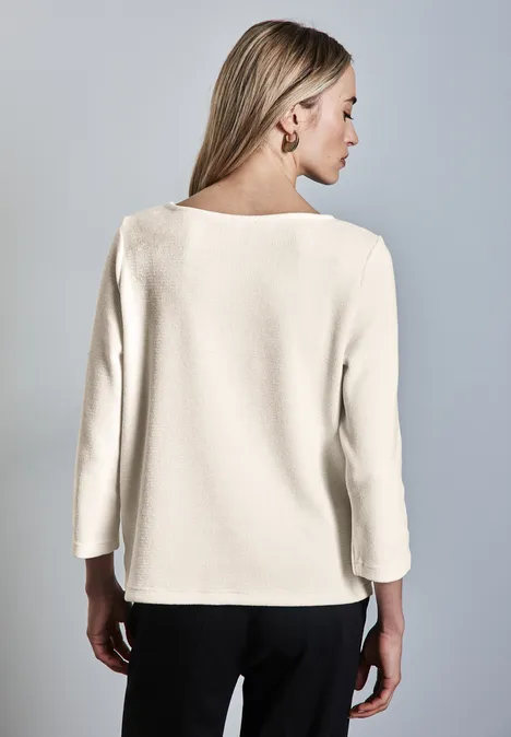 Shirt mit U-Boot-Ausschnitt lucid white