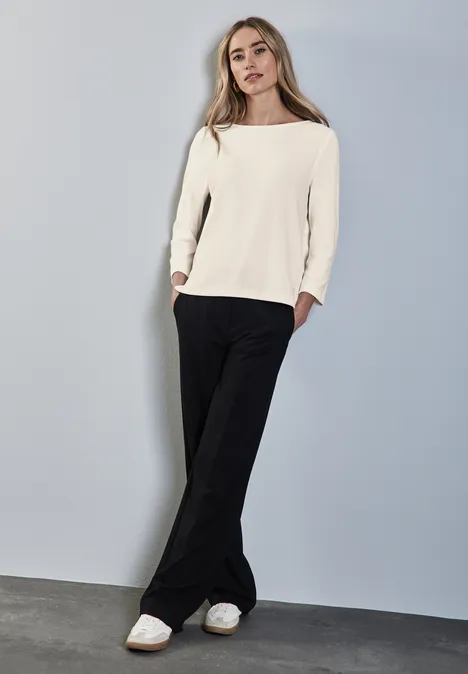 Shirt mit U-Boot-Ausschnitt lucid white