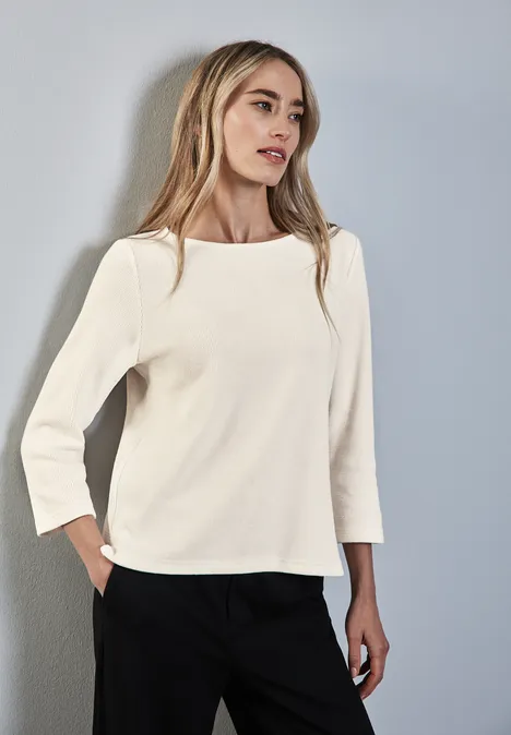 Shirt mit U-Boot-Ausschnitt lucid white