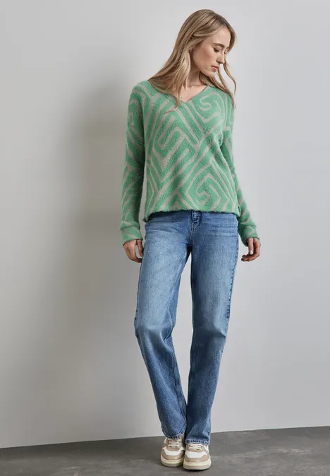 Gemustertes Cozy Shirt sunlit green