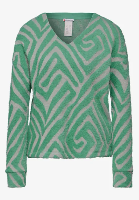 Gemustertes Cozy Shirt sunlit green