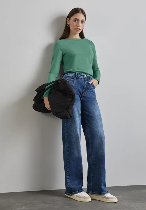Shirt mit U-Boot-Ausschnitt sunlit green