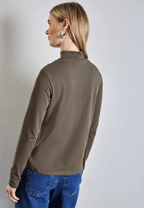 Shirt mit geraffter Schulter muddy brown