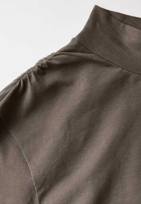 Shirt mit geraffter Schulter muddy brown