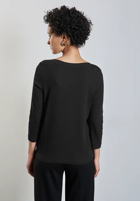Shirt met geribbelde structuur Black
