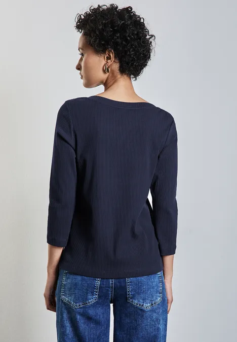Shirt mit Rippstruktur deep blue