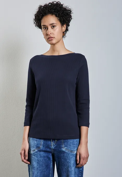Shirt mit Rippstruktur deep blue
