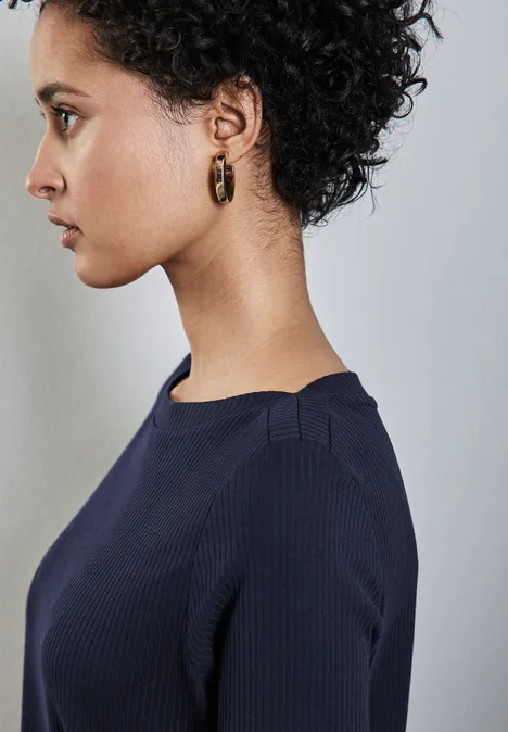 Shirt mit Rippstruktur deep blue