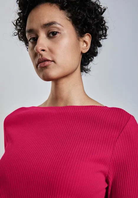 Shirt mit Rippstruktur power berry