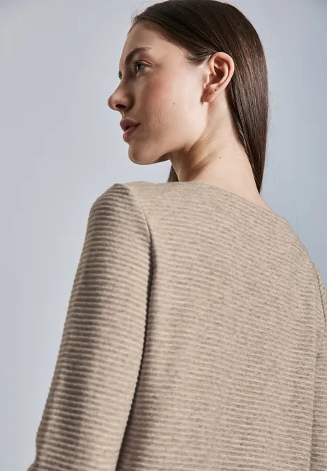 Strick-Look Strukturshirt honey sand mel.