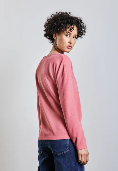 Gezellig V-hals shirt sugar coral mel.