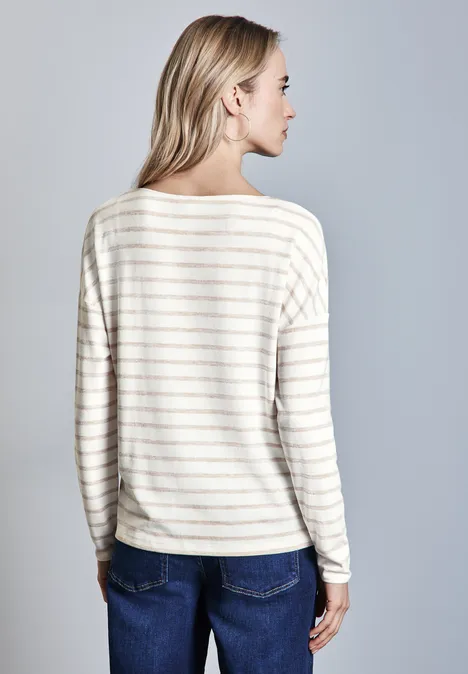 Folienprint Streifenshirt smooth sand beige