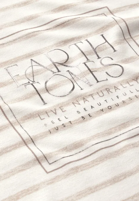 Folienprint Streifenshirt smooth sand beige