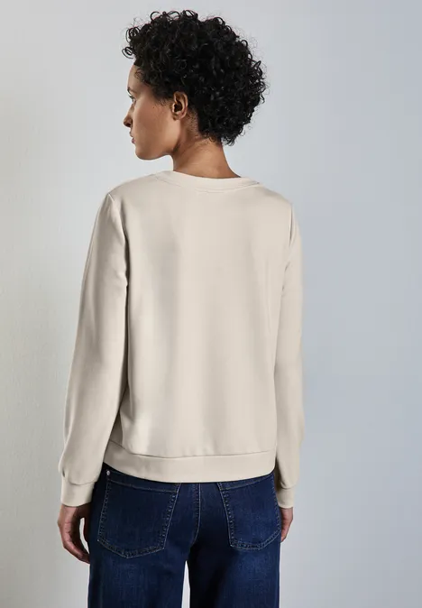 Shirt mit Wording-Stickerei smooth sand beige