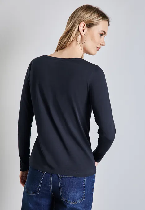T-shirt avec col en V arrondi deep blue