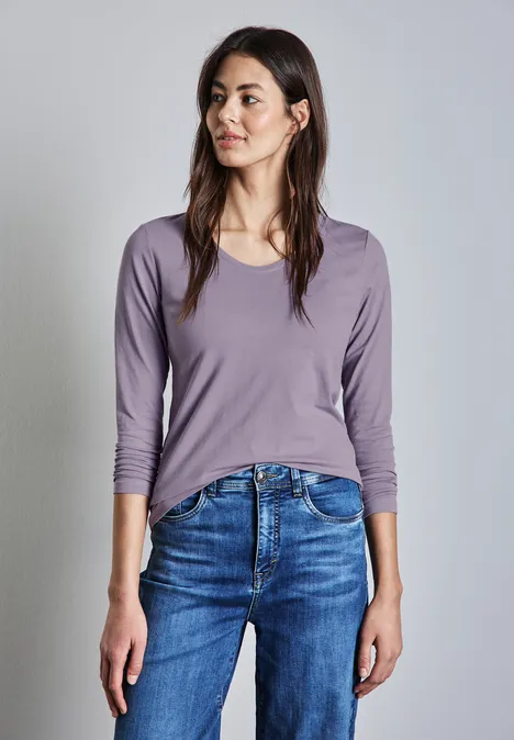T-shirt avec col en V arrondi wisteria purple