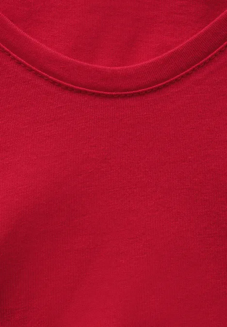 Shirt mit gerundetem V-Neck glory red