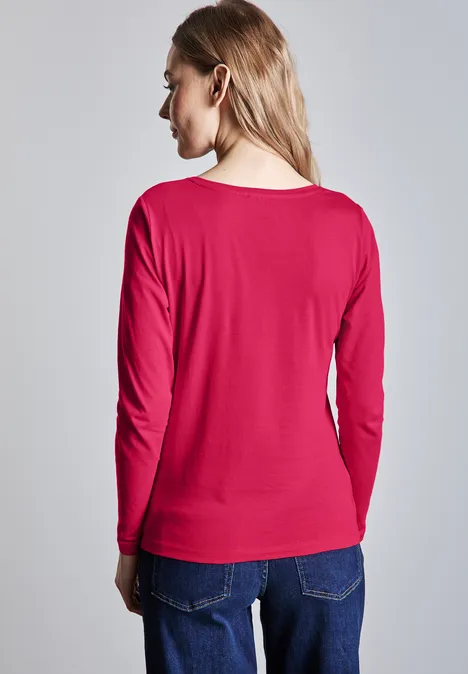 T-shirt avec col en V arrondi power berry