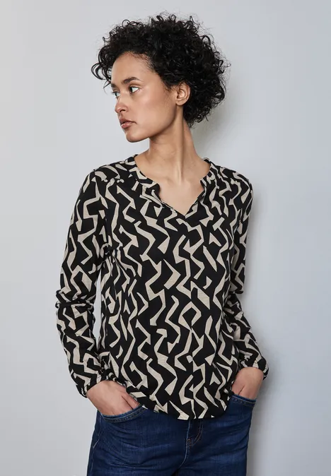 Gemustertes Jersey Shirt Black