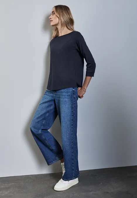 Shirt in Unifarbe deep blue