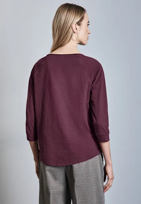 Shirt in Unifarbe mulberry red