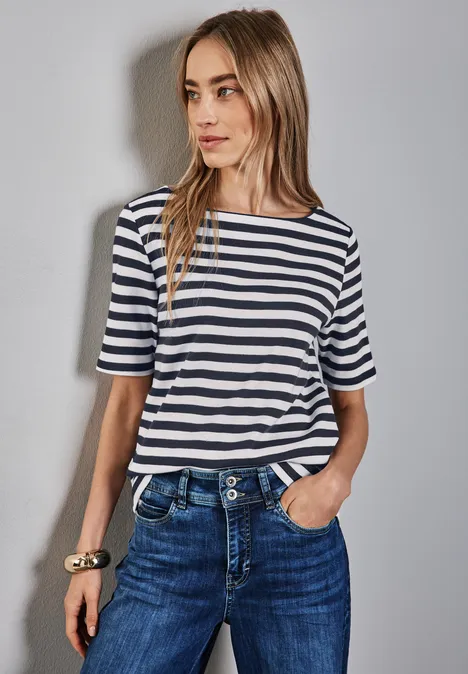 Gestreiftes T-Shirt deep blue
