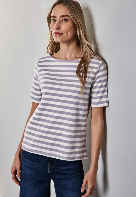 Gestreiftes T-Shirt wisteria purple